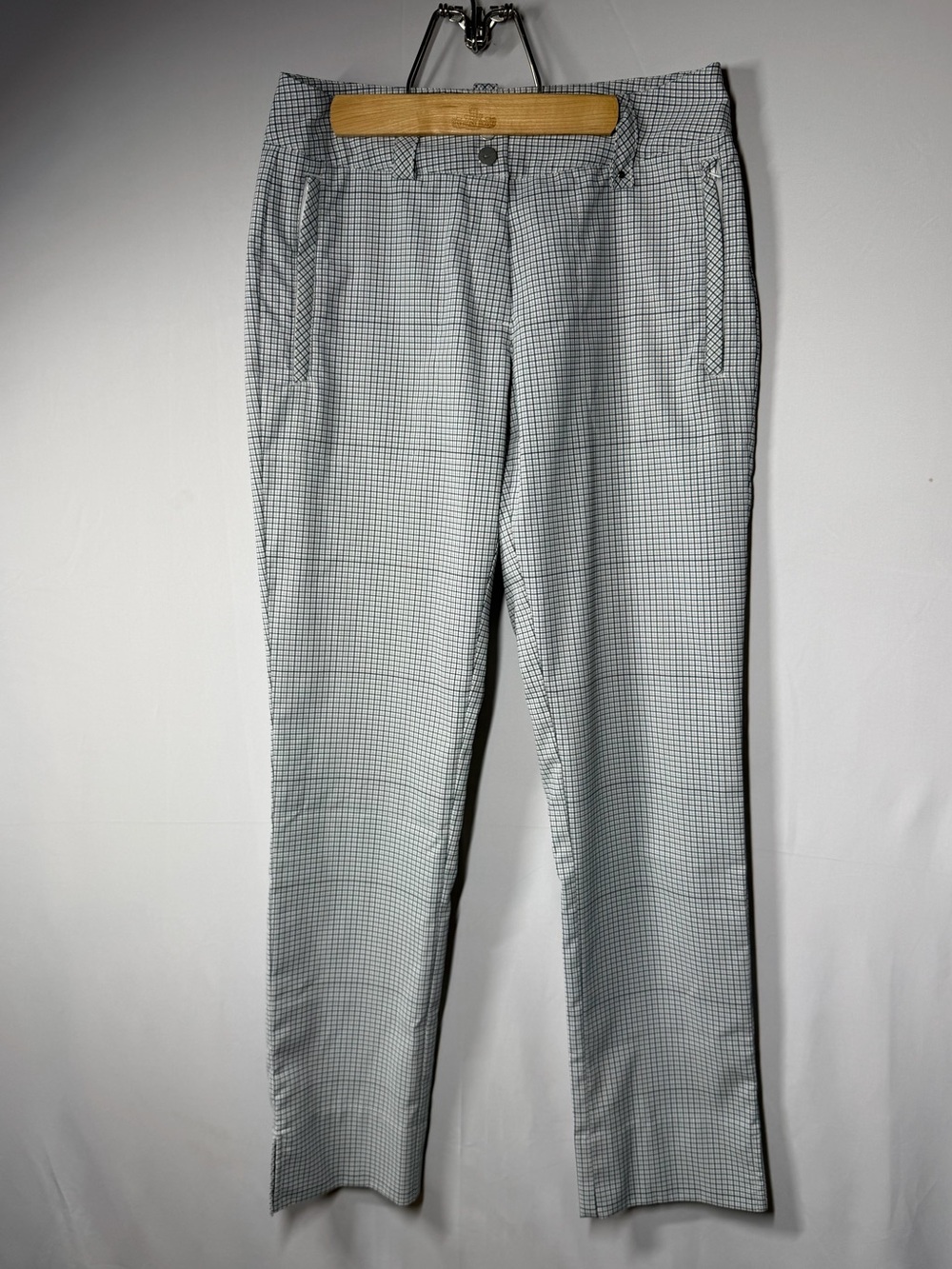 Nike Dri Fit Women's Light Gray Micro-Check Golf Pants Size 2